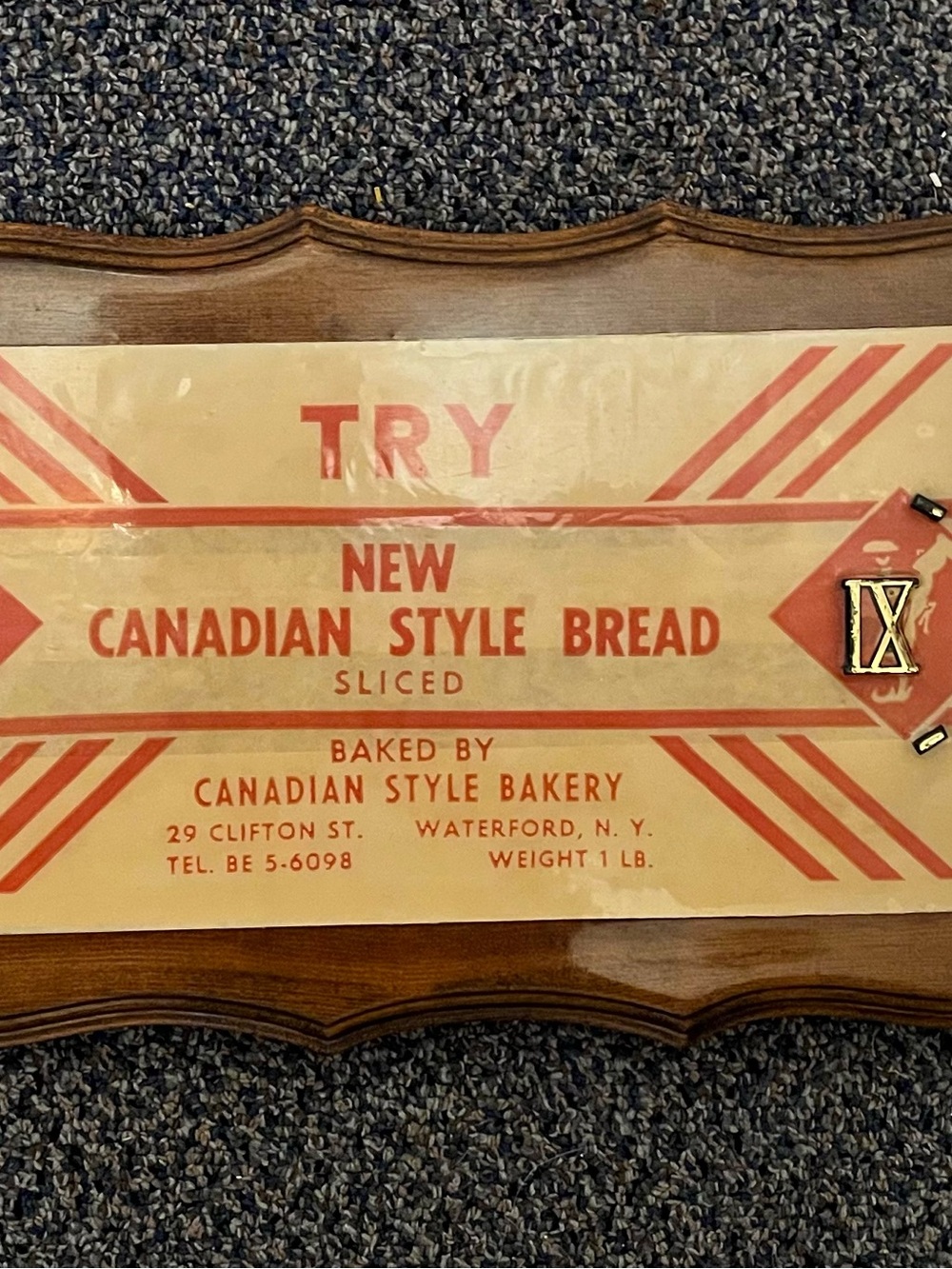 Vintage 'Canadian Style Bread' Wooden Framed Advertising Clock- Red & Cream